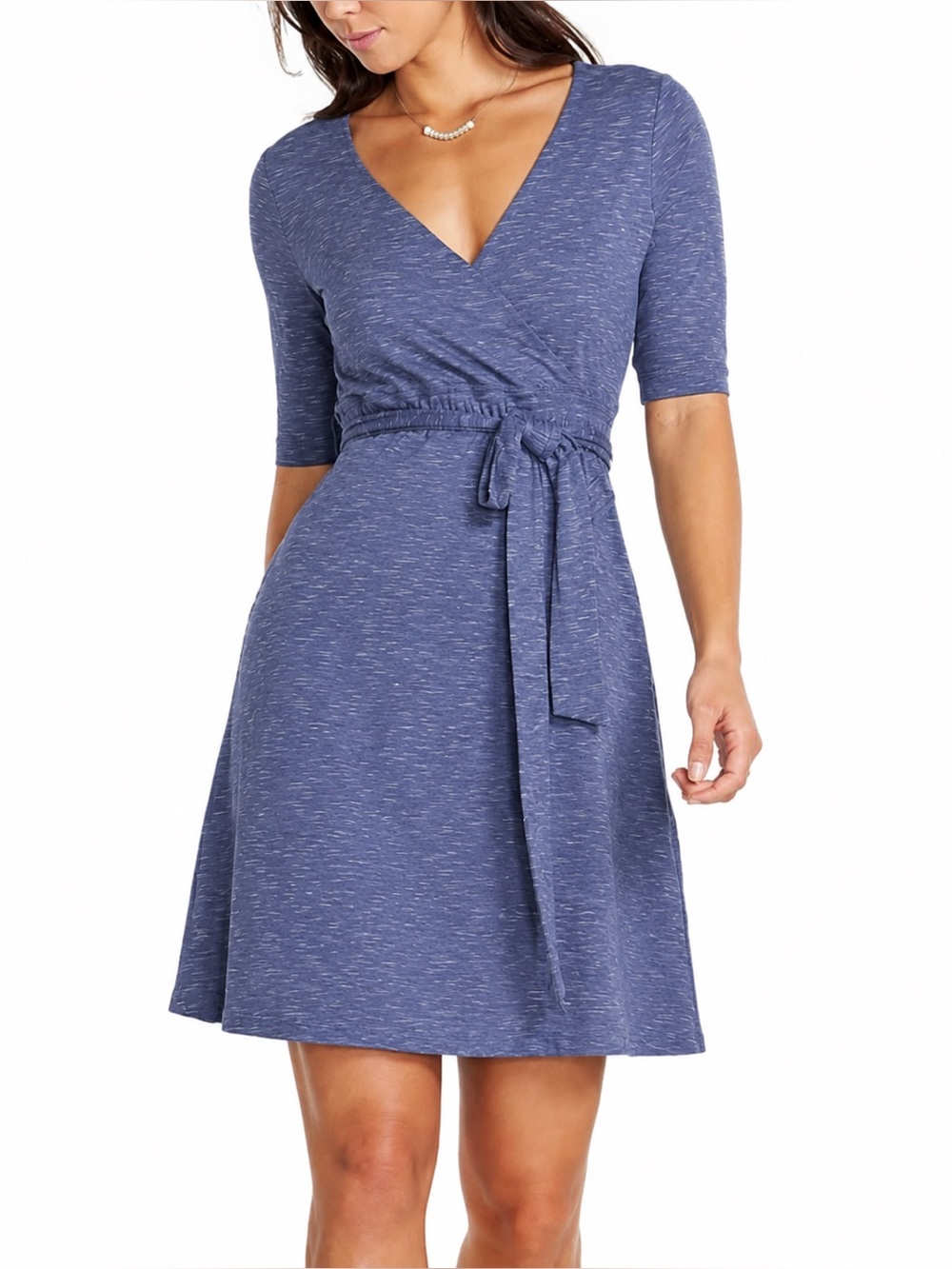 New TOAD&CO SZ MD Cue Wrap Cafe Dress SHADOW BLUE